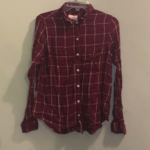 SO Button-Down Red Plaid Shirt